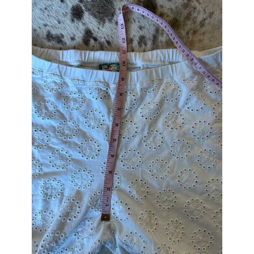 JOHNNY WAS White Eyelet Ayla Pants‎ Size Large Resort Wear